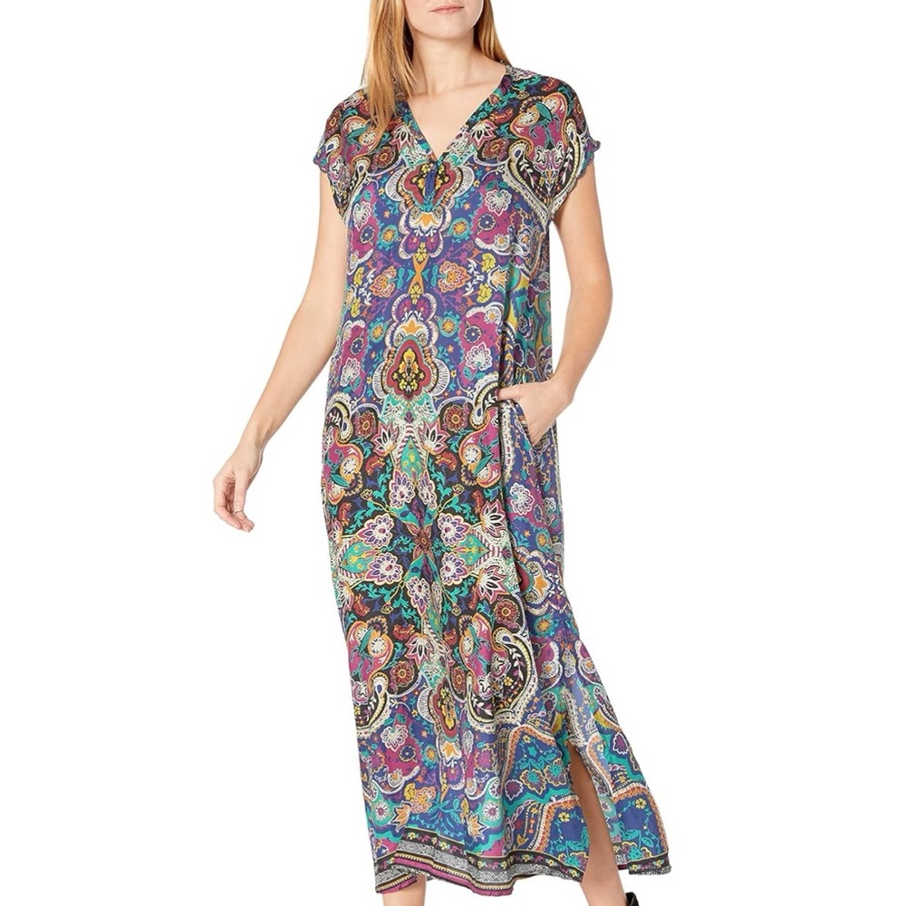 Johnny Was Purple Pink Resort Silk Maxi Gown - Picture 7 of 7